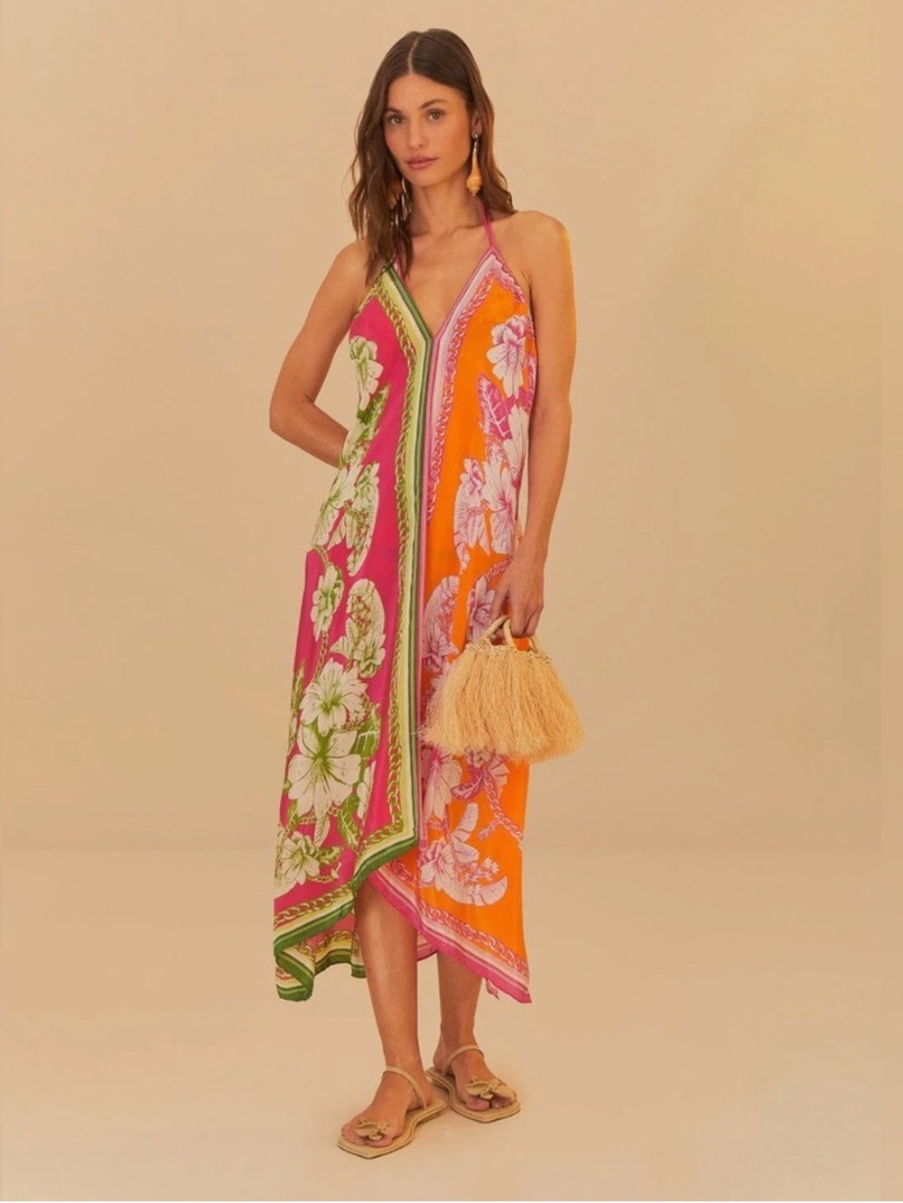Farm Rio Mixed Scarves Floral Elegance Maxi Cover-Up